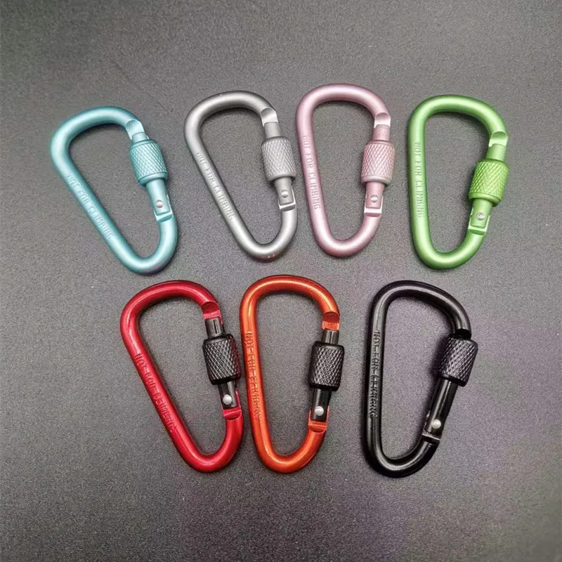 10pcs Aluminum Alloy Carabiner Safety Buckle Keychain With Lock D Ring Carabiners Fishing Accessories Outdoor Equipment Hook