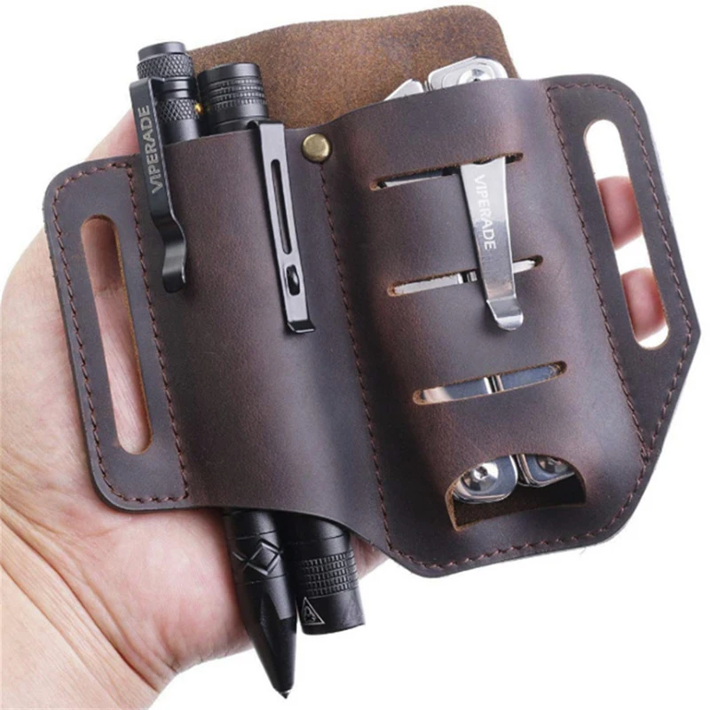 Tactical Multi Tool Belt Leather Bag Portable Tool Storage Bag Holster Outdoor Camping Hunting Waist PU Leather Pocket