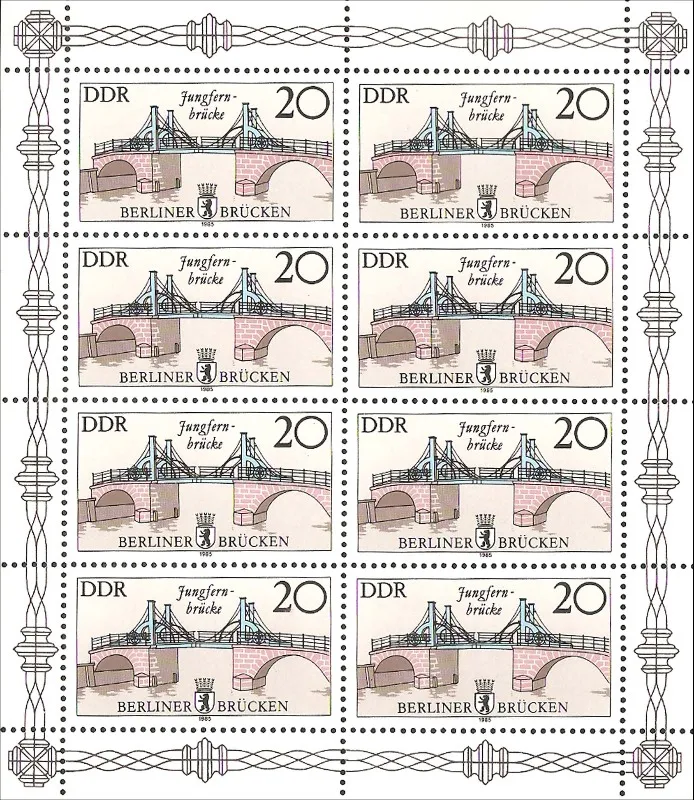 DDR, 1985, the Virgin Bridge in Berlin, Real Original Post Stamps, MNH
