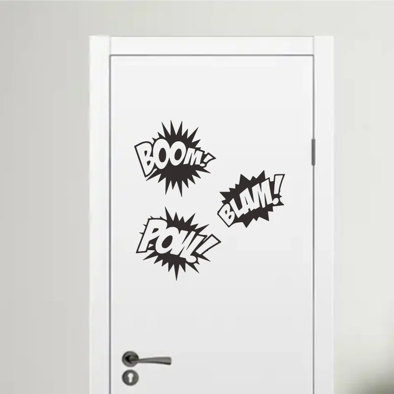 Boom Pow Blam Comic Book Sounds Wall Sticker Boy Room Kids Room Large Superhero Boom Pow Wall Decal Playroom Vinyl Decor #545