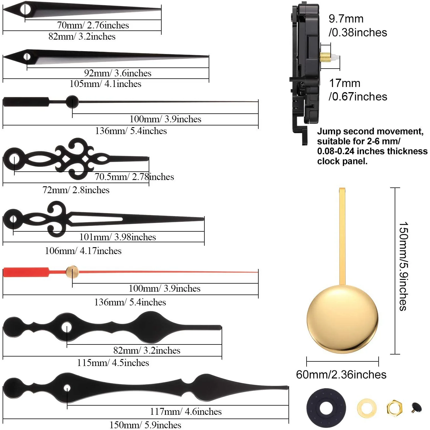 Kit jam pemicu Pendulum kuarsa jam mekanisme melodi p10 dengan 3 pasang tangan