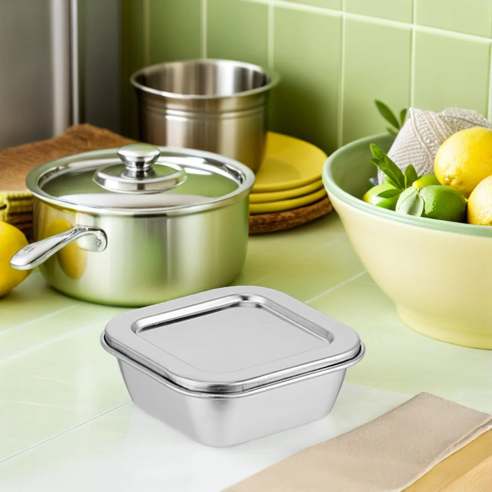 4Pcs Stainless Steel Food Storage Containers Heavy Duty Polished Surface Spill Proof Sample Boxes for University Kindergarten