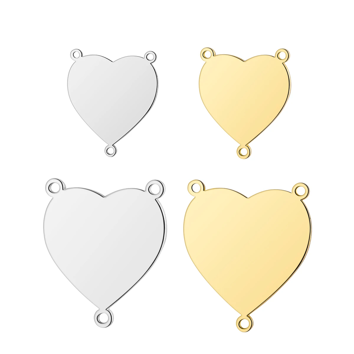 5 Teile/los Polieren Edelstahl Silber/Gold Farben Herz 3 Löcher Armreif Stecker Charms für DIY Schmuck Machen Zubehör – Detail 3