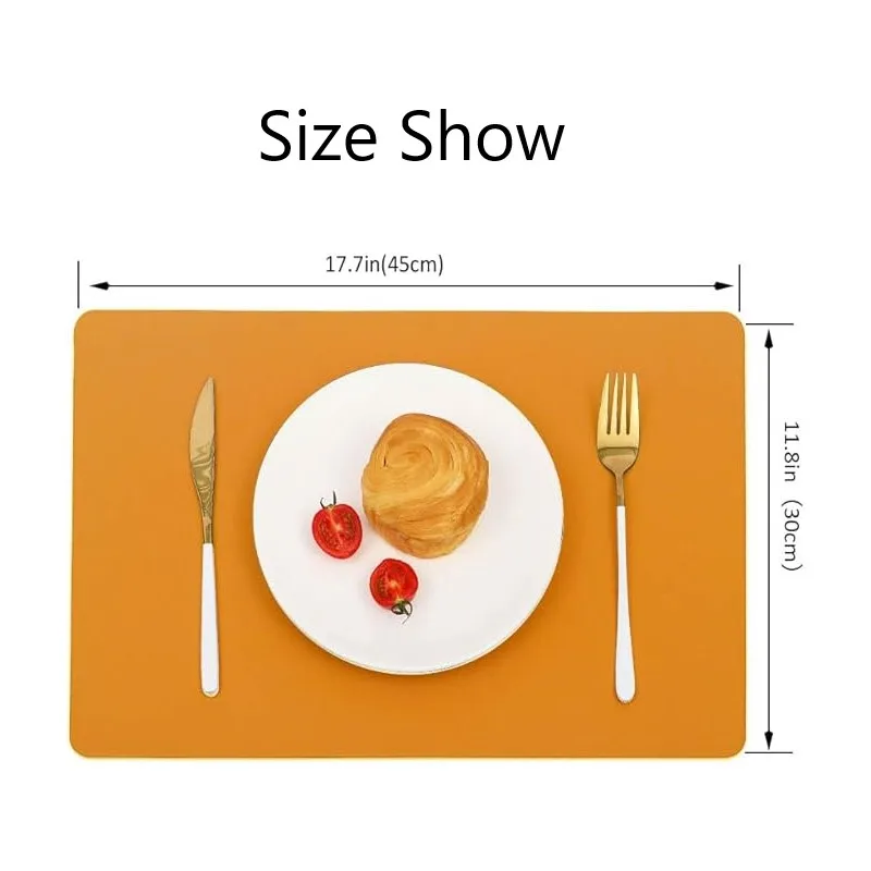 1/4/6pcs Pink Orange Gift Placemats Sets Square Irregular Shape PU Leather Placemats Oil-Proof Place Mats for Kitchen Table