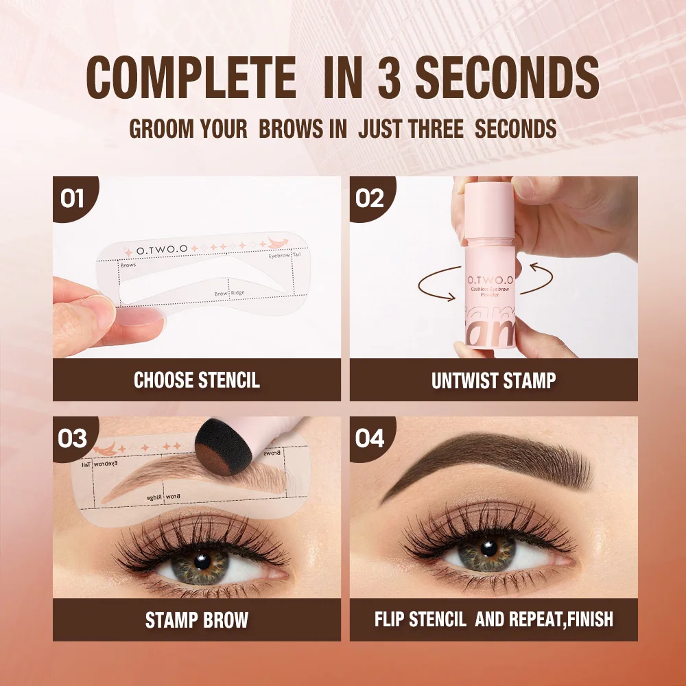 O.TWO.O Augenbrauenpuder, Haarschattenpuder, vielseitig einsetzbar, natürlich, wasserfest, wischfest, 24 Stunden langlebig, stark getöntes Augenbrauenpuder-Make-up