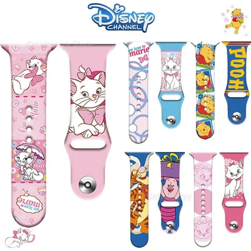 Disney Marie Cat Silicone Strap Print for Apple Watch Band 44mm 45 42 41 40 38mm Bracelet Cartoon IWatch Apple Watch 7 6 5 3 SE