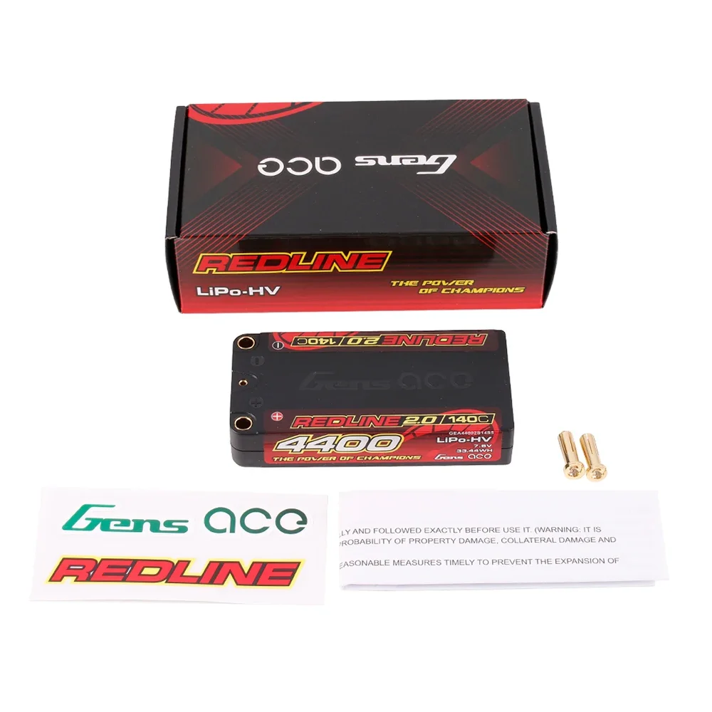 

Gens ACE REDLINE 2.0 7.6V 4400mAh 140C 2S Competition Series High Voltage LiPo Battery for 1/10 RC Drift Racing on-Road Car