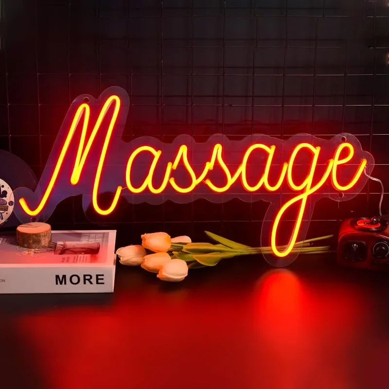 

Massage Neon Sign Red Massage Therapy LED Brightness Dimmable Massage Business for Hotel Spa Salon Storefront Window 5V USB