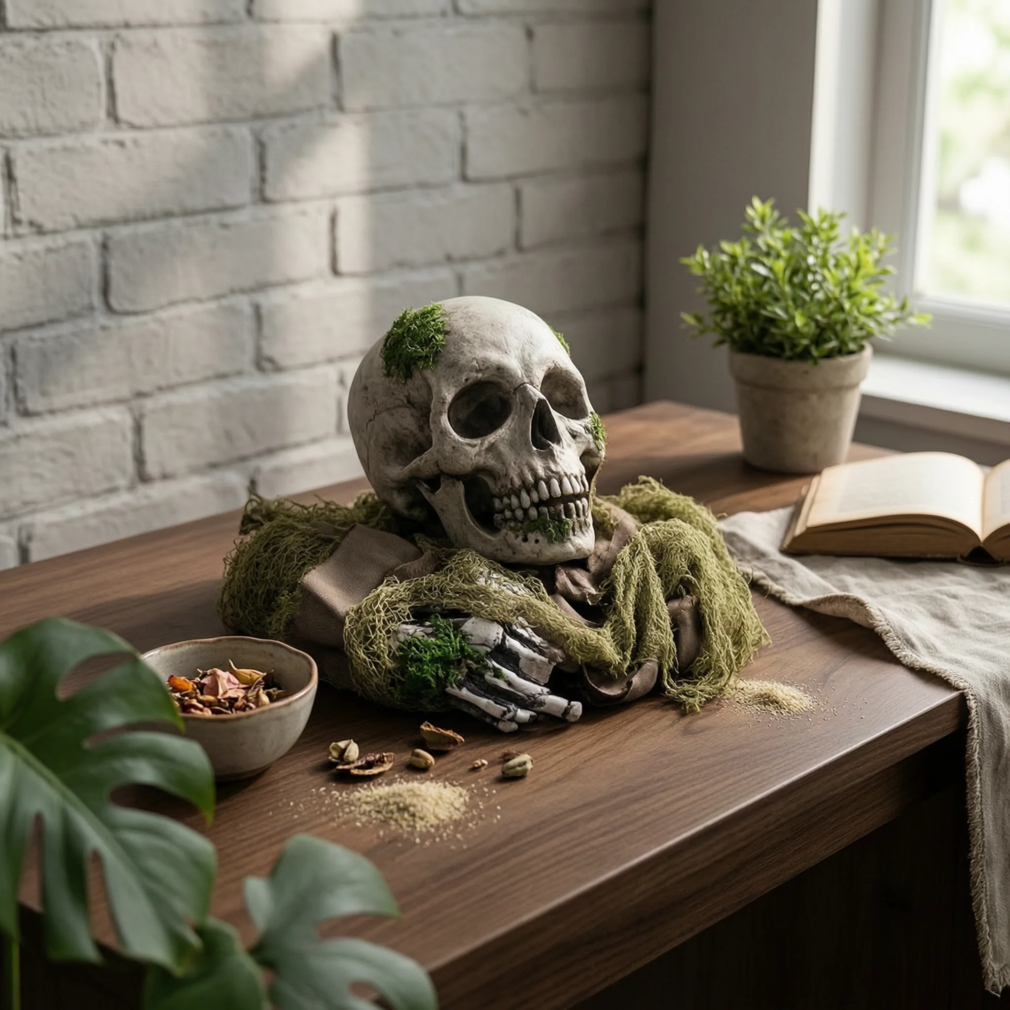 Realistic Details Motion Sound Zombie Skeleton Battery Powered Long Gray Hair Half-Body Zombie Skeleton Halloween Decor