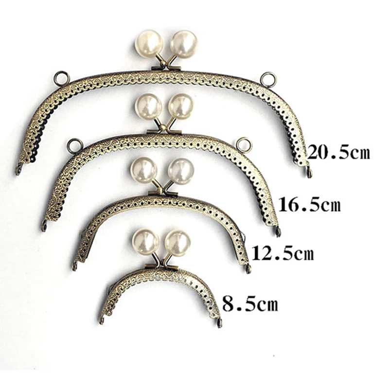 Retro Pearl Wallet Metal Handle Frame Arc Shaped DIY Purse Clutch Kiss Clasp Lock Clutch Bag Handle Handbag Accessories