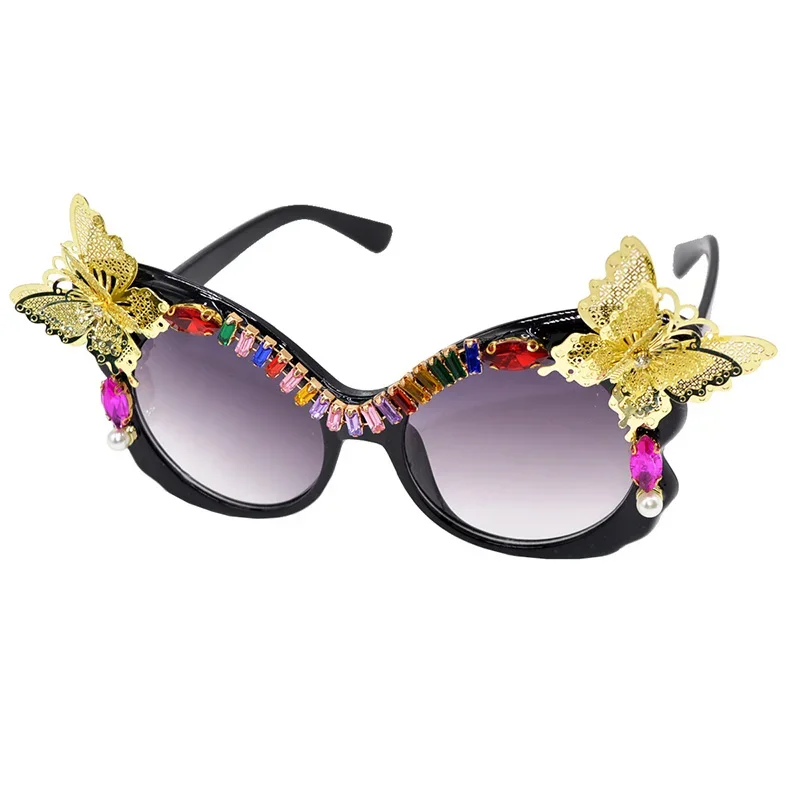 

2022 Cat Eye Butterfly Baroque Sunglasses Women's Lentes Oculos Gafas De Sol Feminino Lunette Soleil Diamonds Sun Glasses Mujer