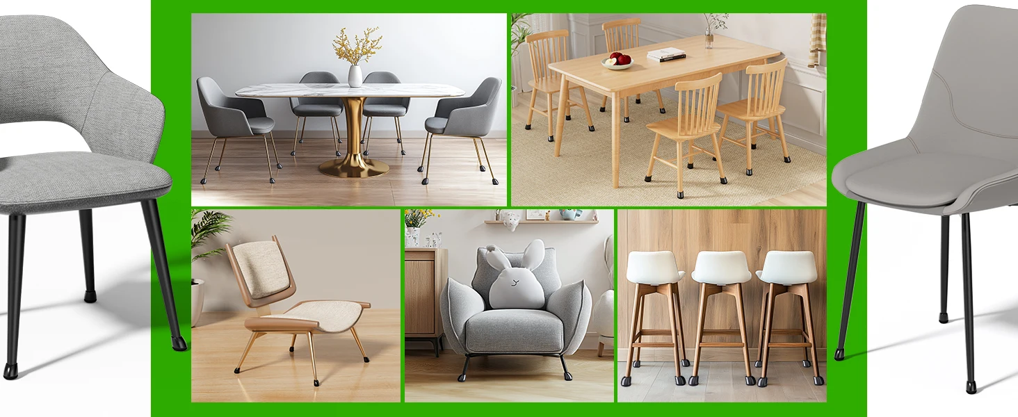 8 Stück Stuhlbein-Bodenschoner aus Silikon, rund, mit Filzpolstern, für Stühle mit 15-25 cm Beinlänge ° Schräge Beine Kratzfeste Bodenschoner für Hartholzböden – Detail 5