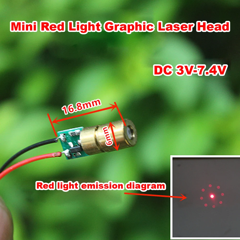 Mini Red Light Graphic Laser Head Module Suitable Voltage DC 3V-7.4V Laser Pointer Tube RED Dot Diode Circuit Module