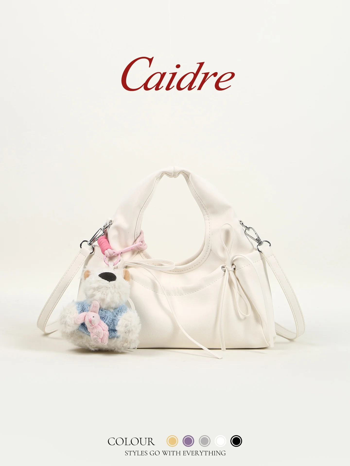 

Caidre Shoulder Bag Women's Birthday Gift Commuter Small Handbag Knot Unique Korean Style Square Shape PU Leather