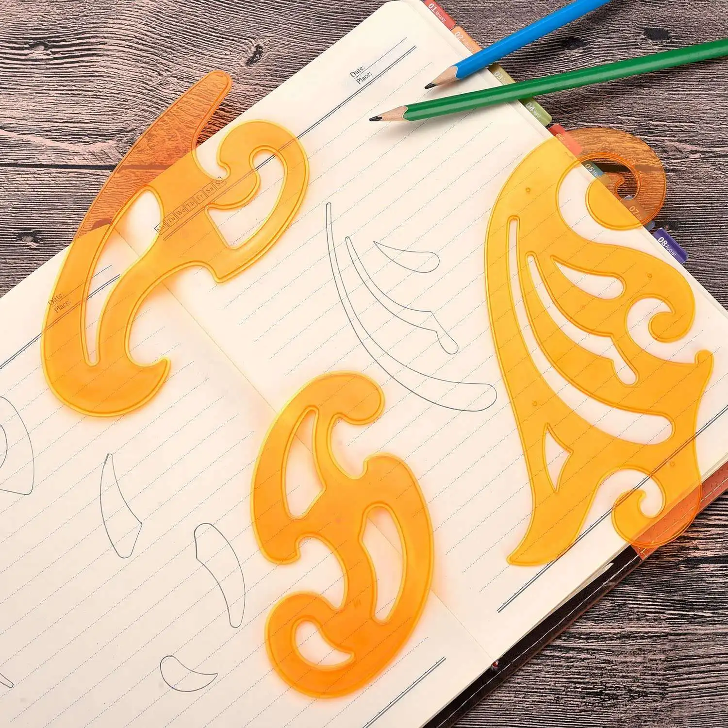 6 Pieces French and Template Ruler Set Drawing Template Tool Templates for Personal Drawing and Drafting