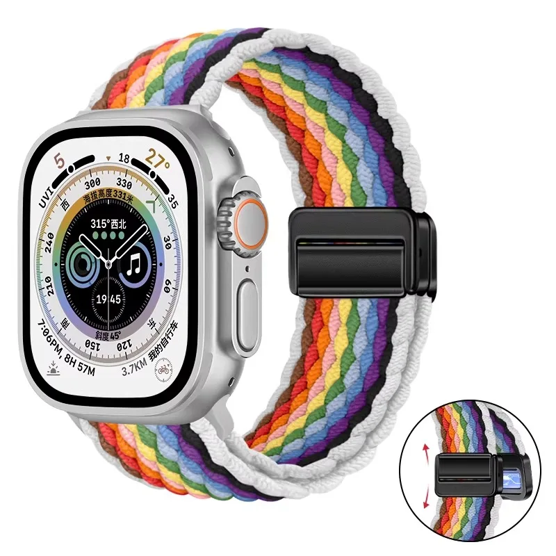 Nylon-Geflechtarmband für Apple Watch Ultra 3 2 49mm 11 10 46mm 42mm 9 8 7 45/41mm Magnetisches Armband iWatch 6 5 SE 44/40mm Correa
