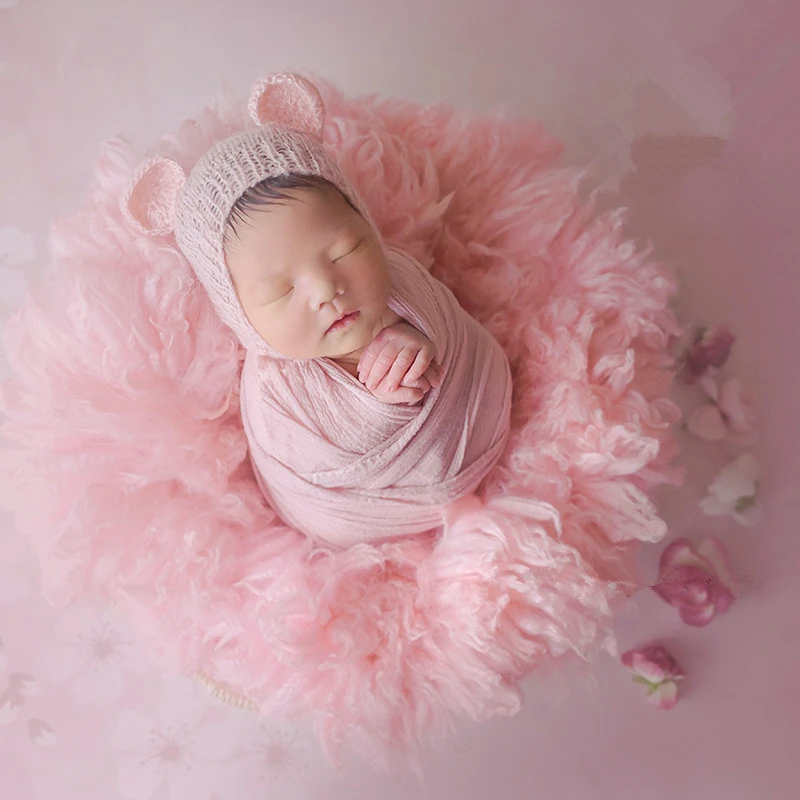 40cm Newborn Wool Background Blanket Photography Props Accessories Round Baby Photo Props Blankets Studio Infant Shoot Cushion