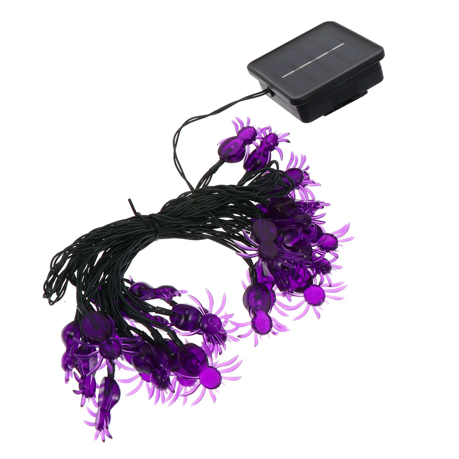 Solar Spider String Lights Halloween Decorative Purple LED Garden Yard Balcony Lawn Festive Lighting Outdoor Party Supplies