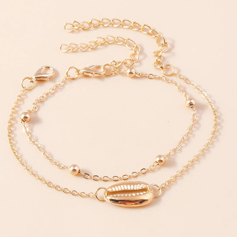 Aihua Shiny Silver Color Summer Beach Shell Bracelet for Women Trend Beads Chain Bracelets Wristband Vacation Jewelry Gifts