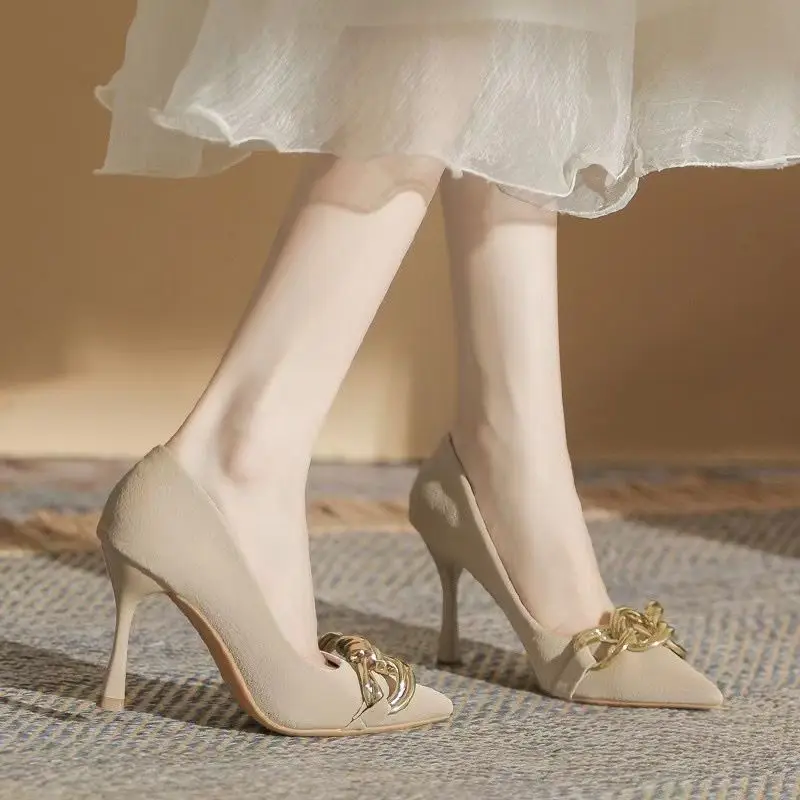 Pointed Toe Woman Pumps Spring and Autumn Stilito High Heel Shoes for Women Y2k Young Popular Quick Delivery 39 Slip On Footwear