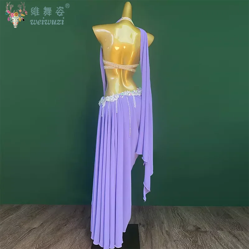 Belly Dance Popsong เครื่องแต่งกายสําหรับผู้หญิง Rhinestone ชุดชีฟองหรูหราผู้ใหญ่ Oriental Belly เต้นรําการแข่งขันชุด