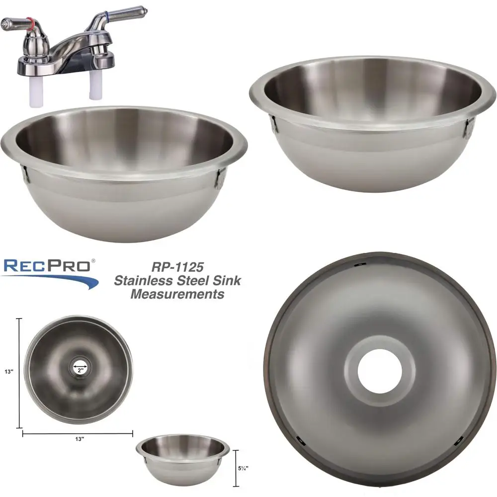 

Stainless Steel Kitchen Sink 13 Round with Brushed Nickel Finish, Rust and Stain Resistant, Includes Faucet