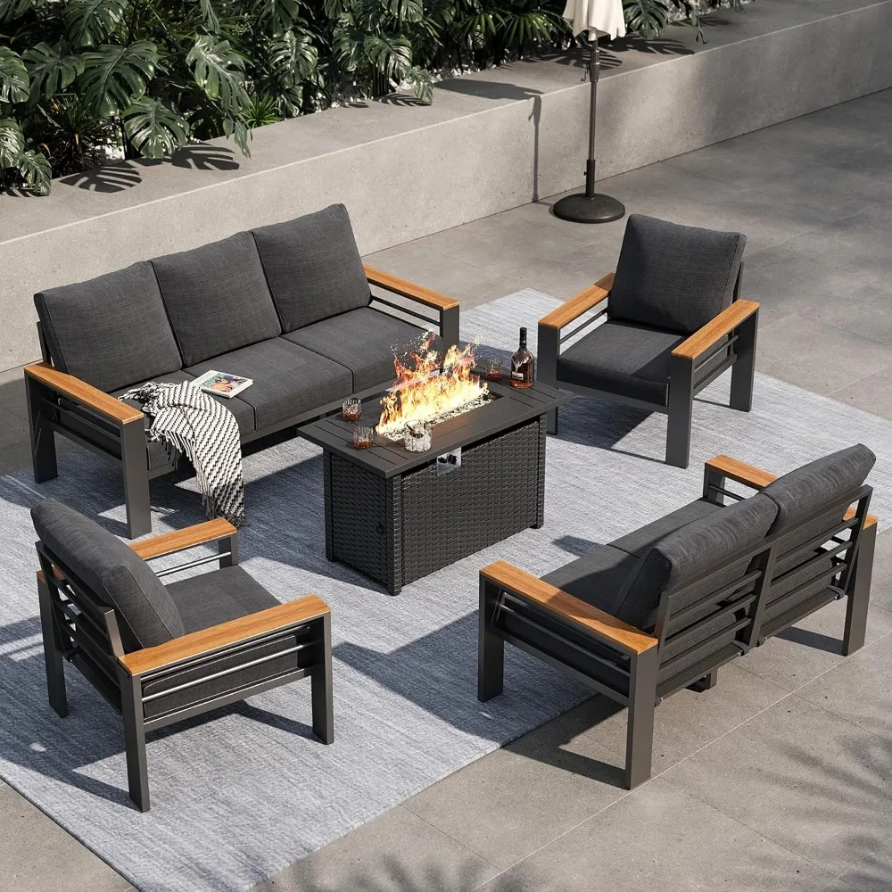 

Outdoor Patio Furniture Set, 8-piece Outdoor Sectional, with 44'' Propane Gas Table, Patio Sets with Upgraded and Cushions