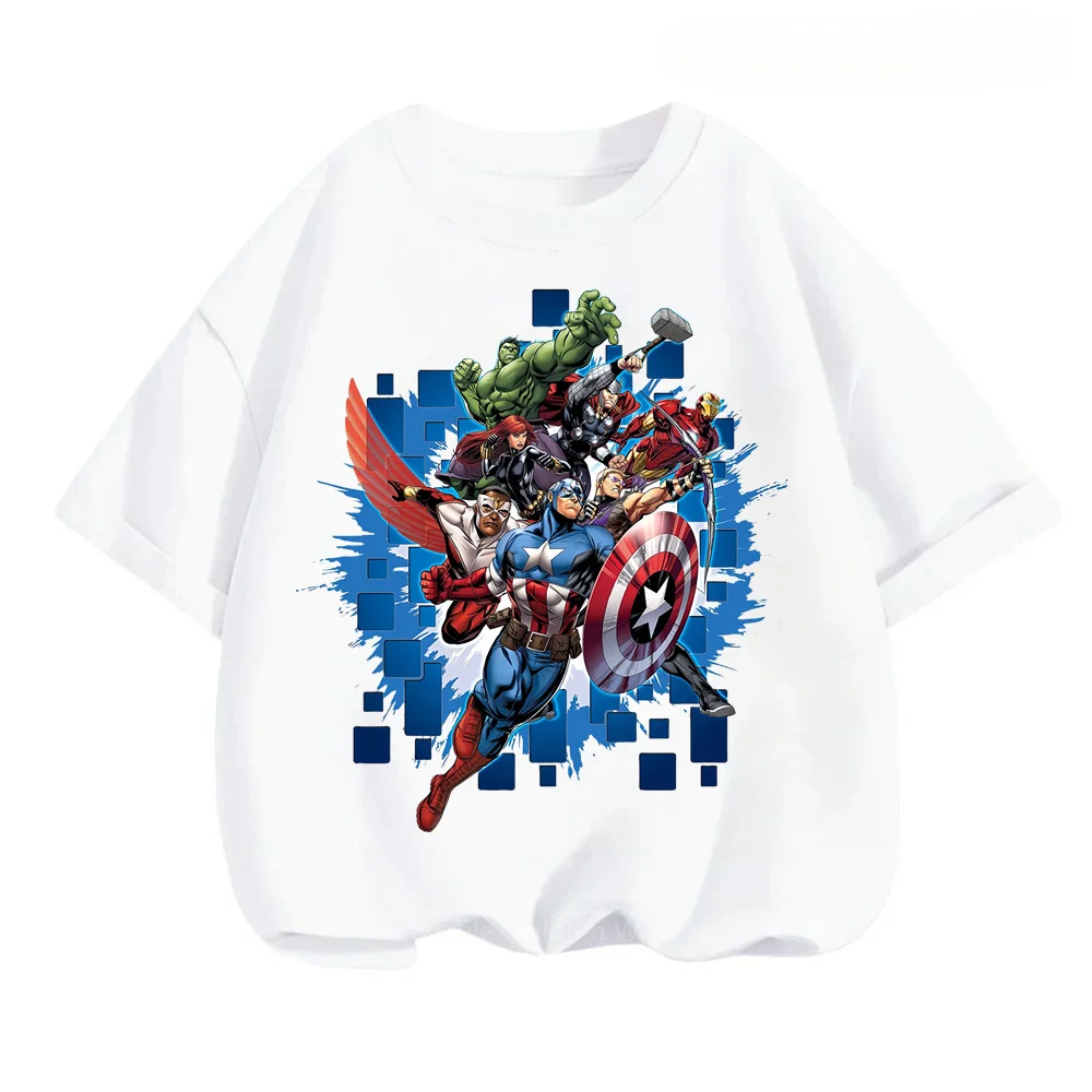 Avengers Summer Craze for Kids Boys Girls Love Marvel's Hip-Hop Cool T-shirts Stylish Comic Prints O-neck Fashion Soft Laid-back