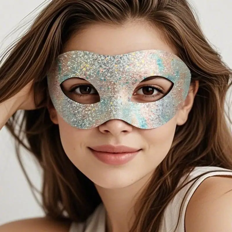 الرجال النساء ملونات ملون بريق هالوين قناع تنكس ملحقات الأزياء ملحقات نصف الوجه لقناع لحفلات Cosplay Cosplay