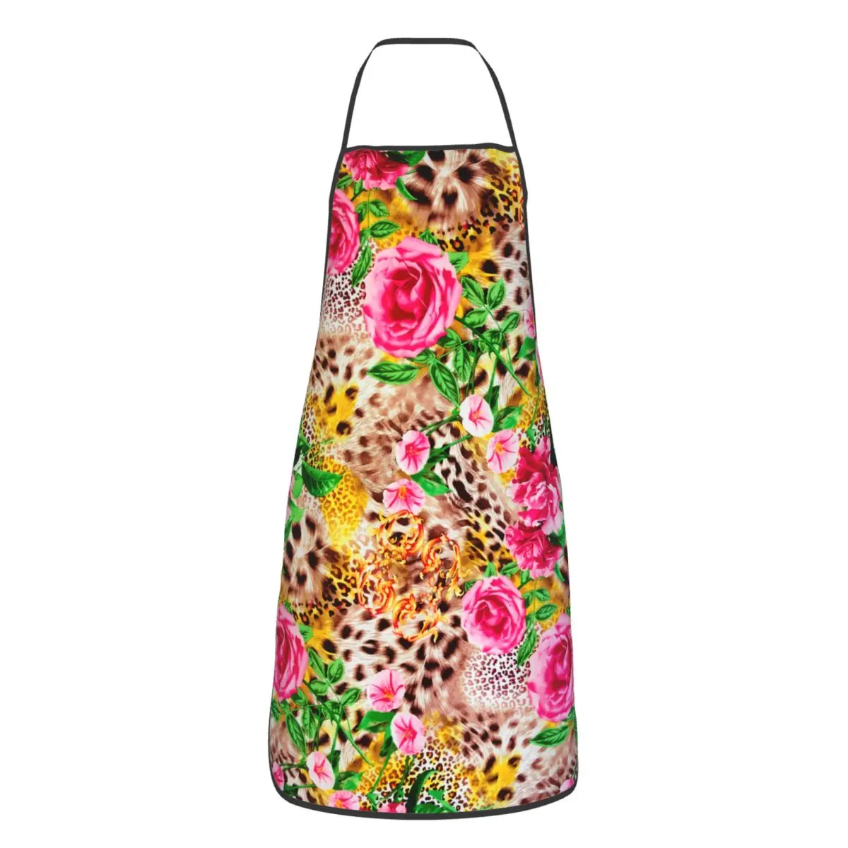 Custom Bib Flowers With Leopard Print Aprons Men Women Unisex Adult Chef Cooking Kitchen Tablier Cuisine Painting