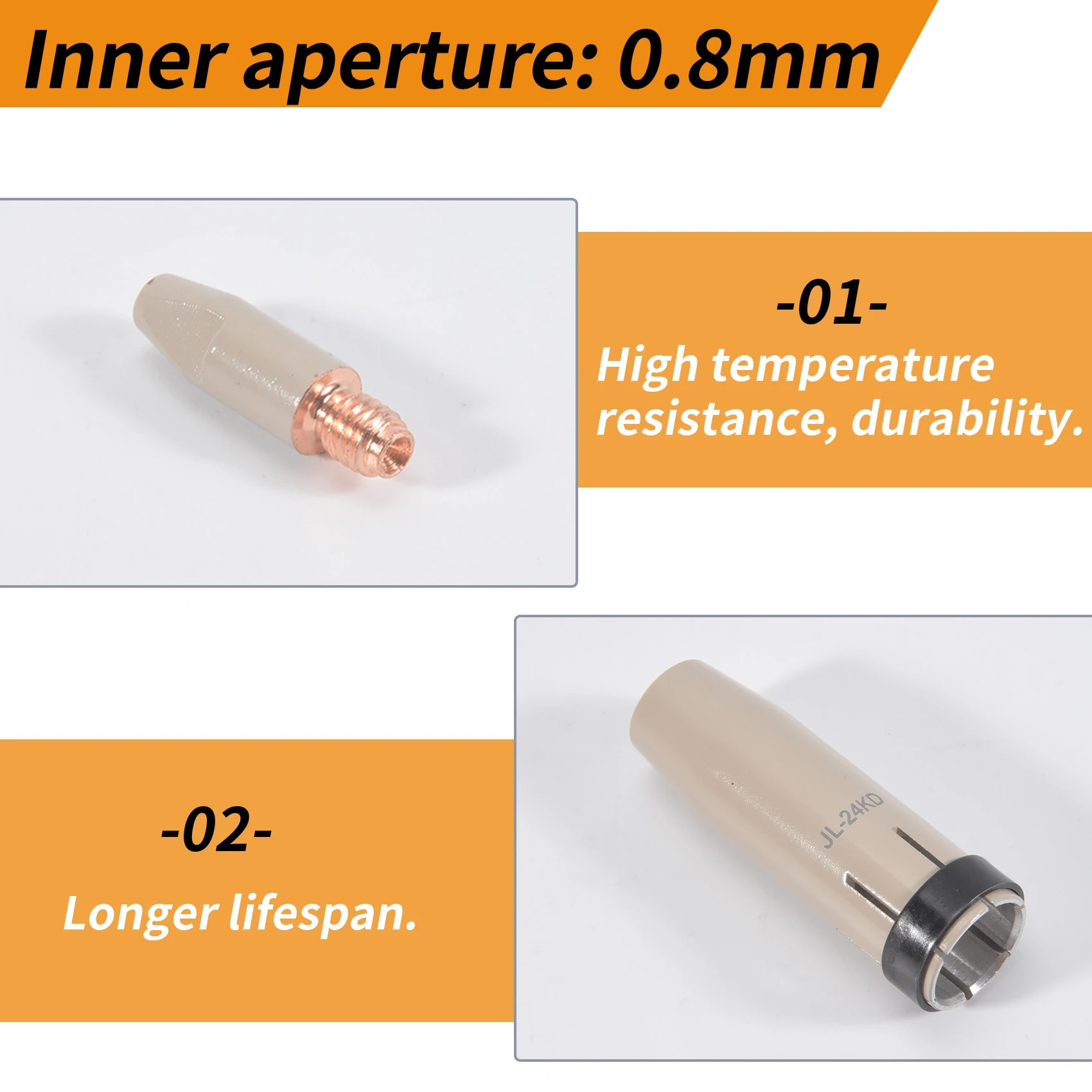 

Набор из 9 сопел B03C-9Pcs с защитным покрытием 24KD, 0,8 мм, для газового сопла MIG-горелки, держатель наконечника для сварочной горелки MIG/MAG 24KD