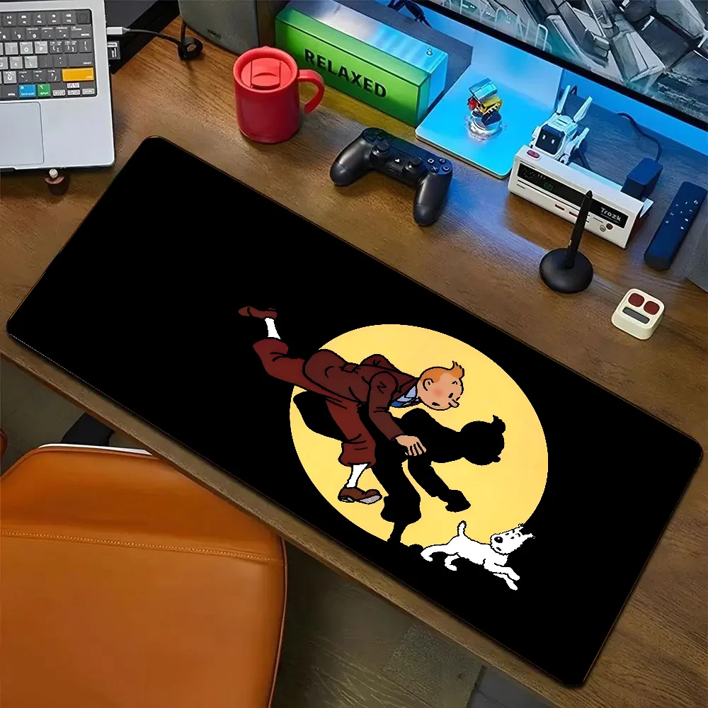 1pc Anime T-The Adventures Of Tintin Mouse Pad Large Mouse Mat Pink Office Desk Mat Laptop Gaming Large Mousepad