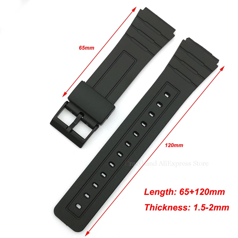 12/14/16/18/20/22mm Silicone Watch Strap for Casio W800H SGW400 F91W F84 F105/108 Band Black PU Resin Traditional Watch Bracelet view 2