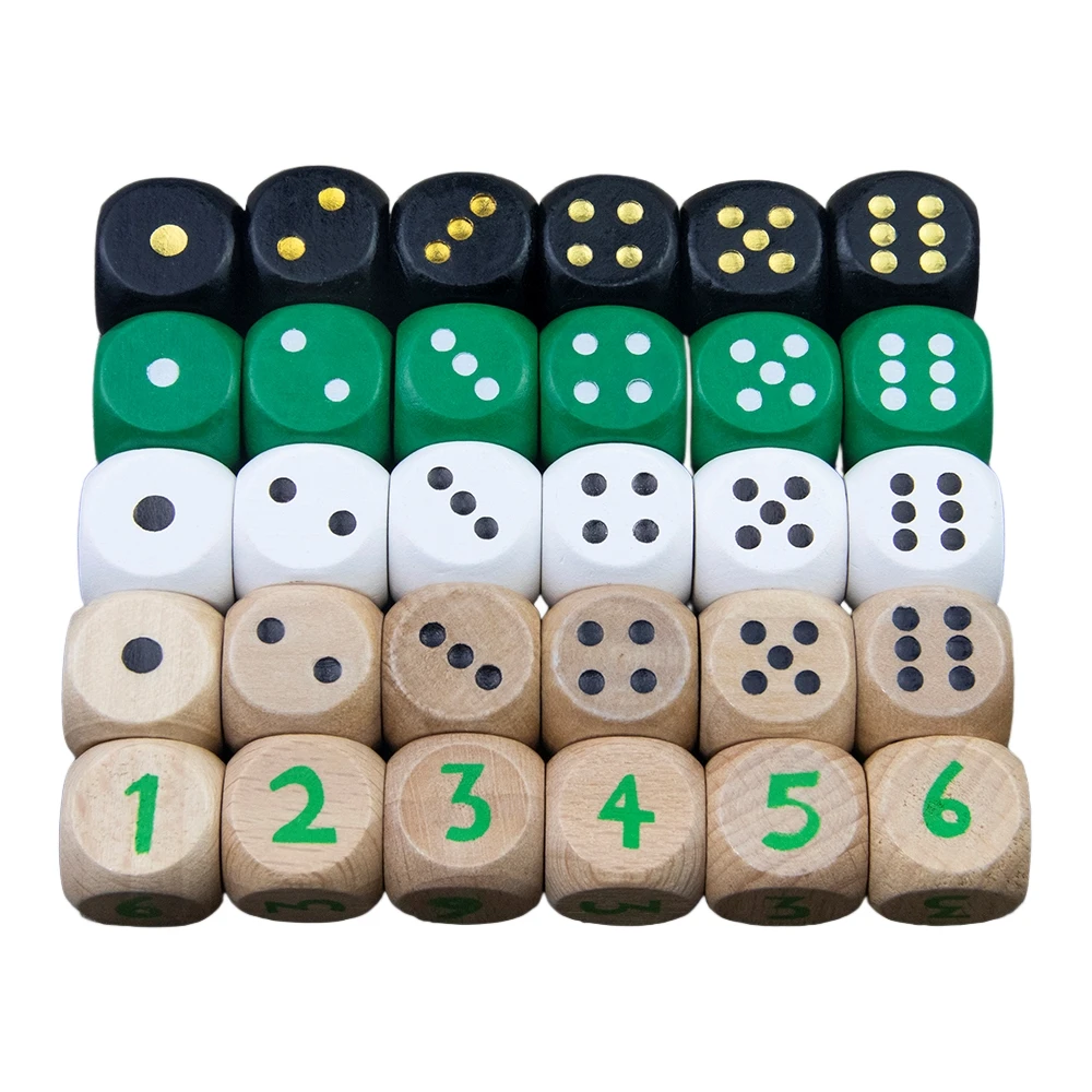 5pcs Wooden Dice 16mm D6 Dice for Entertainment Board Game DND TRPG and Math Teaching