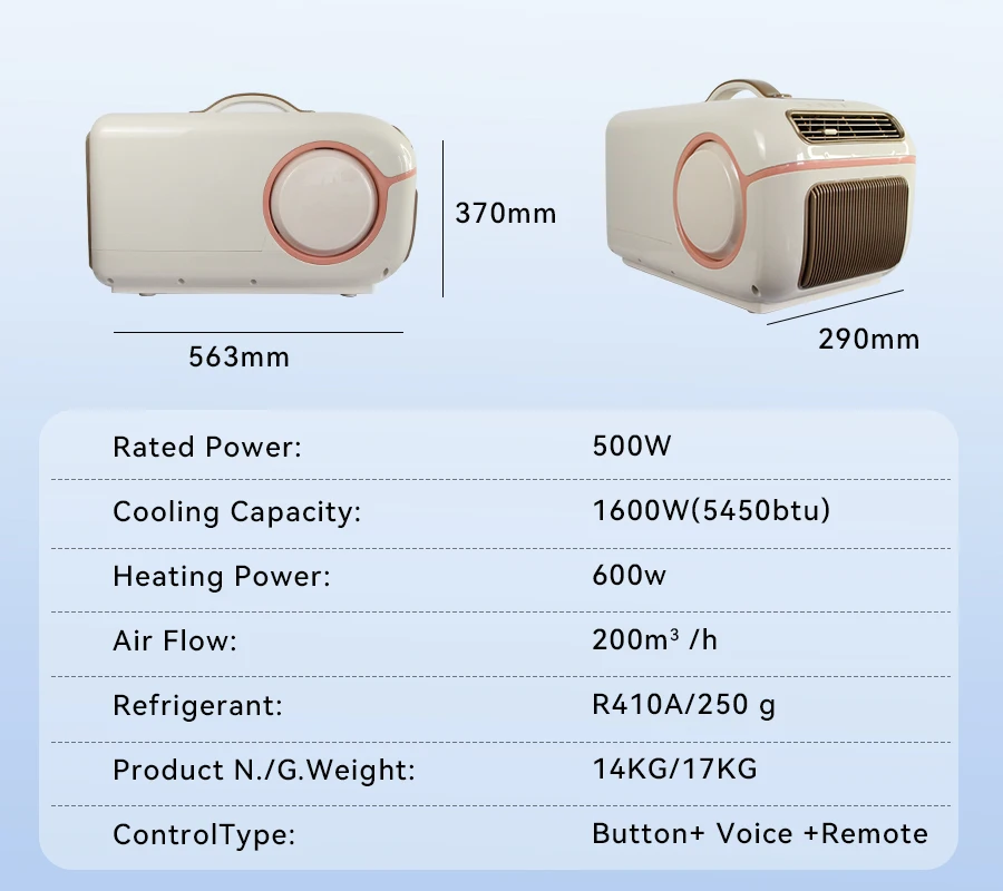 E01 最新モバイルエアコン 5500Btu 小型ルームエアコン ポータブル 600w暖房機能付き
