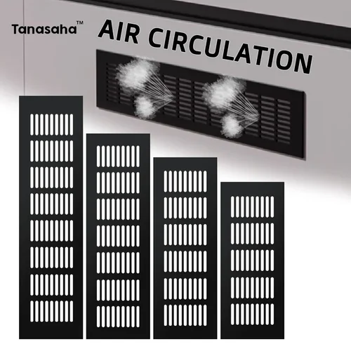 Rejillas de ventilación rectangulares con núcleo de aleación de aluminio, rejillas de ventilación negras y plateadas para armario, zapatero, rejilla de ventilación para armario