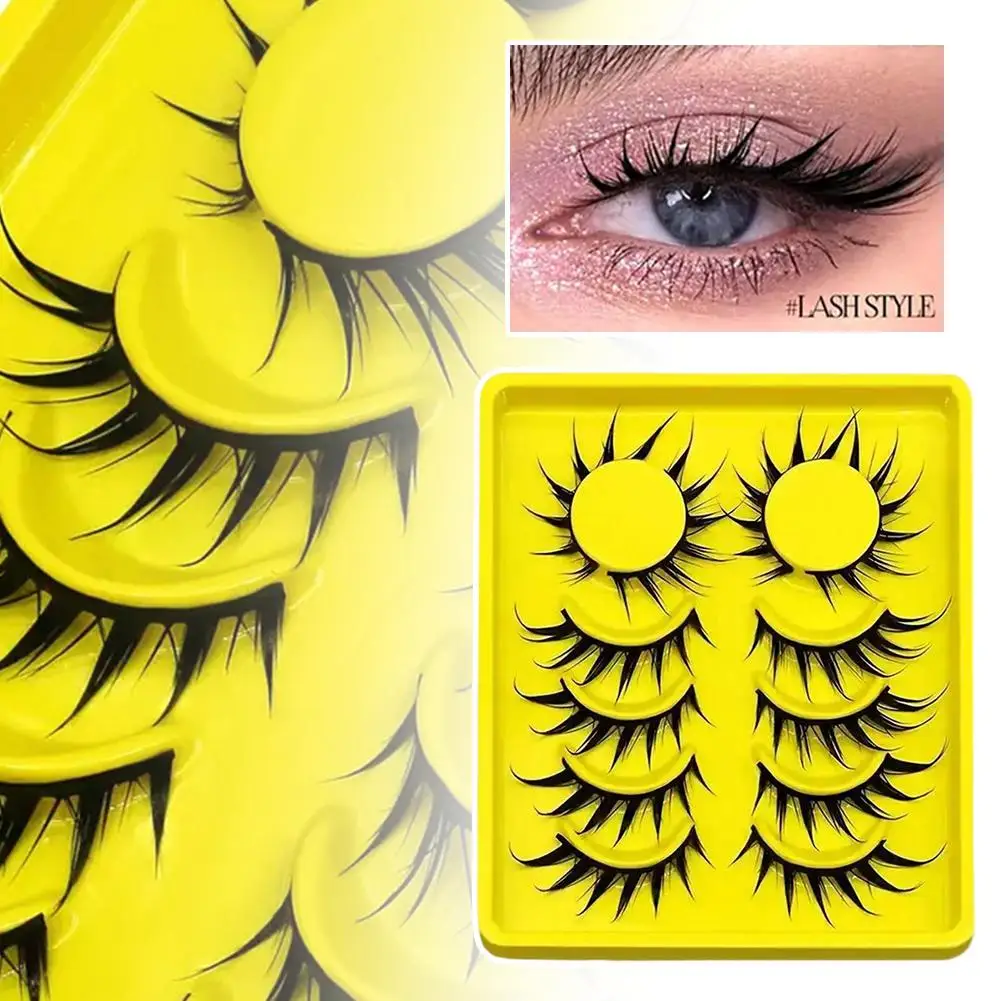 Manga Wimpers Cat Eye Wimpers 3D Natuurlijke Valse Wimpers Zachte Cross Pluizige Piekerige Natuurlijke Wimper Extension Dagelijkse Make-Up Tool