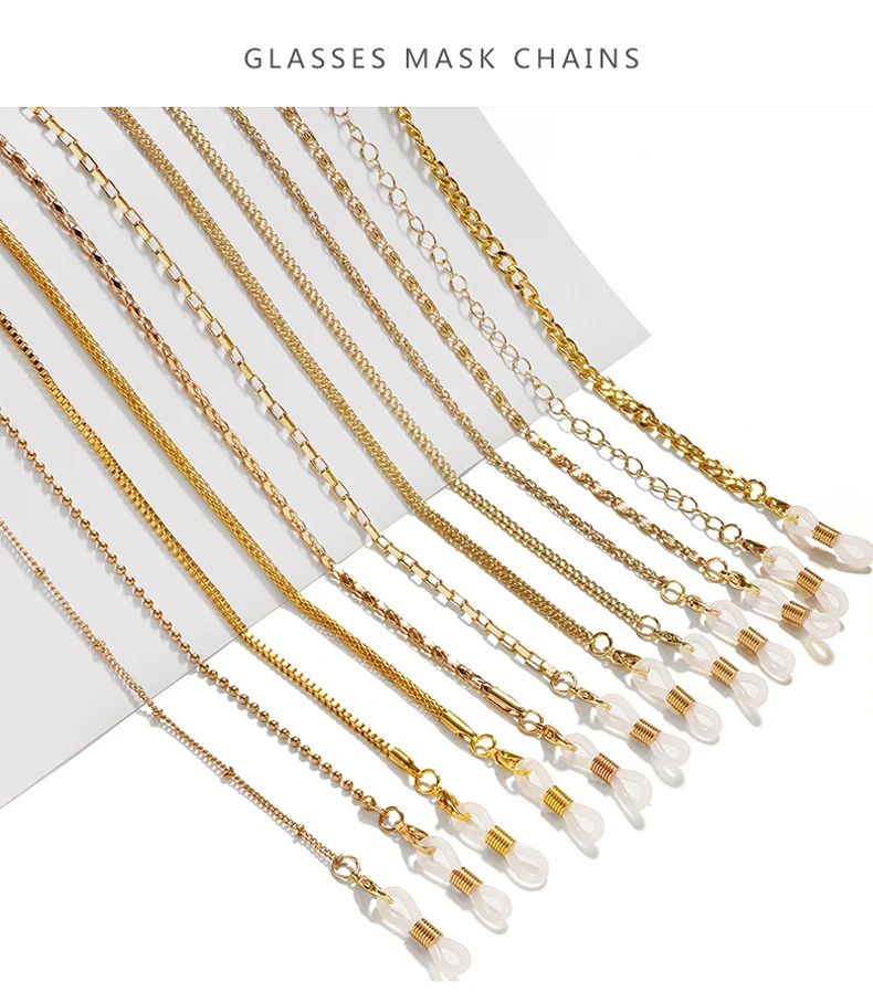 Frauen Mode Perlen Sonnenbrille Ketten Gold Brillen Ketten Sonnenbrille Halter Halskette Brillen Retainer Zubehör – Detail 1