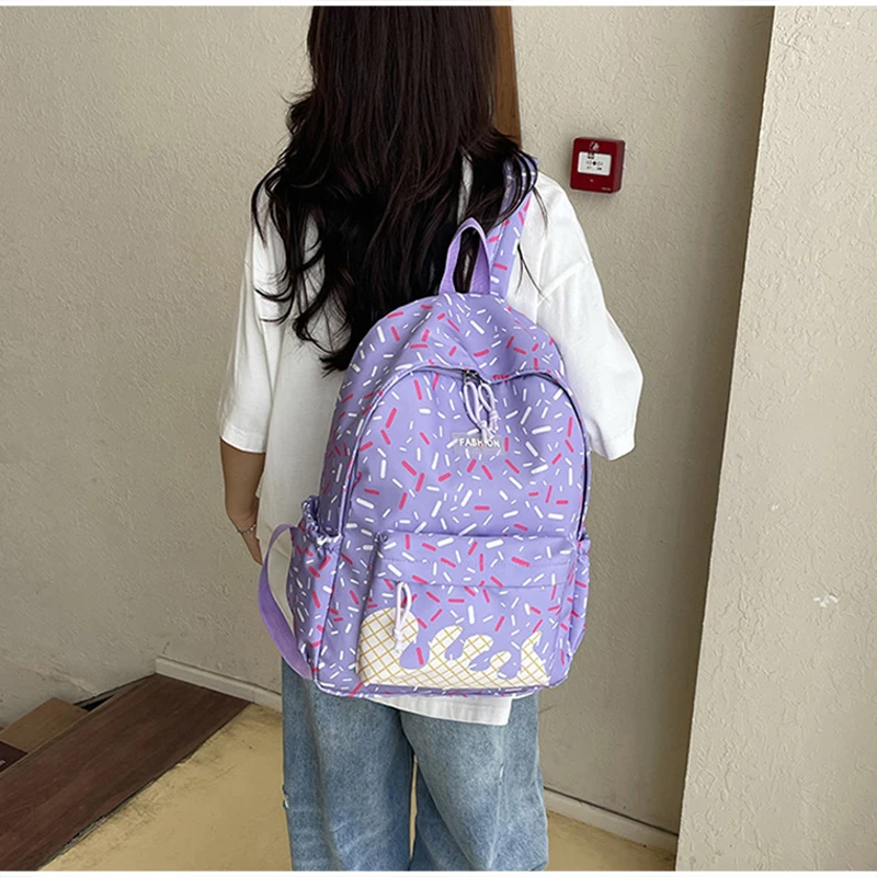Schülerrucksack, Ice Cream Korean Teenage Girls Sweet Cute Schultasche, leichte, geräumige College-Tasche, Tagesrucksack mit großem Fassungsvermögen – Detail 20
