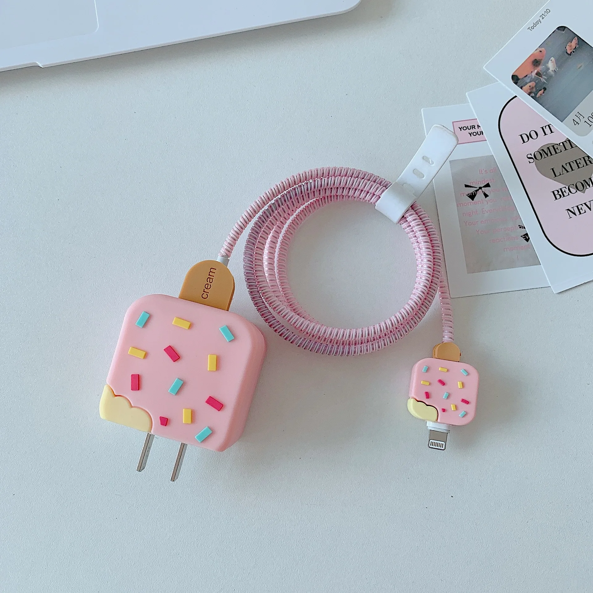 

4 in 1 Cable Accessory Animal Bite 20W USB Charger Plug Cable Protector For iPhone 13 14 Pro Max USB Spiral Cable Protection