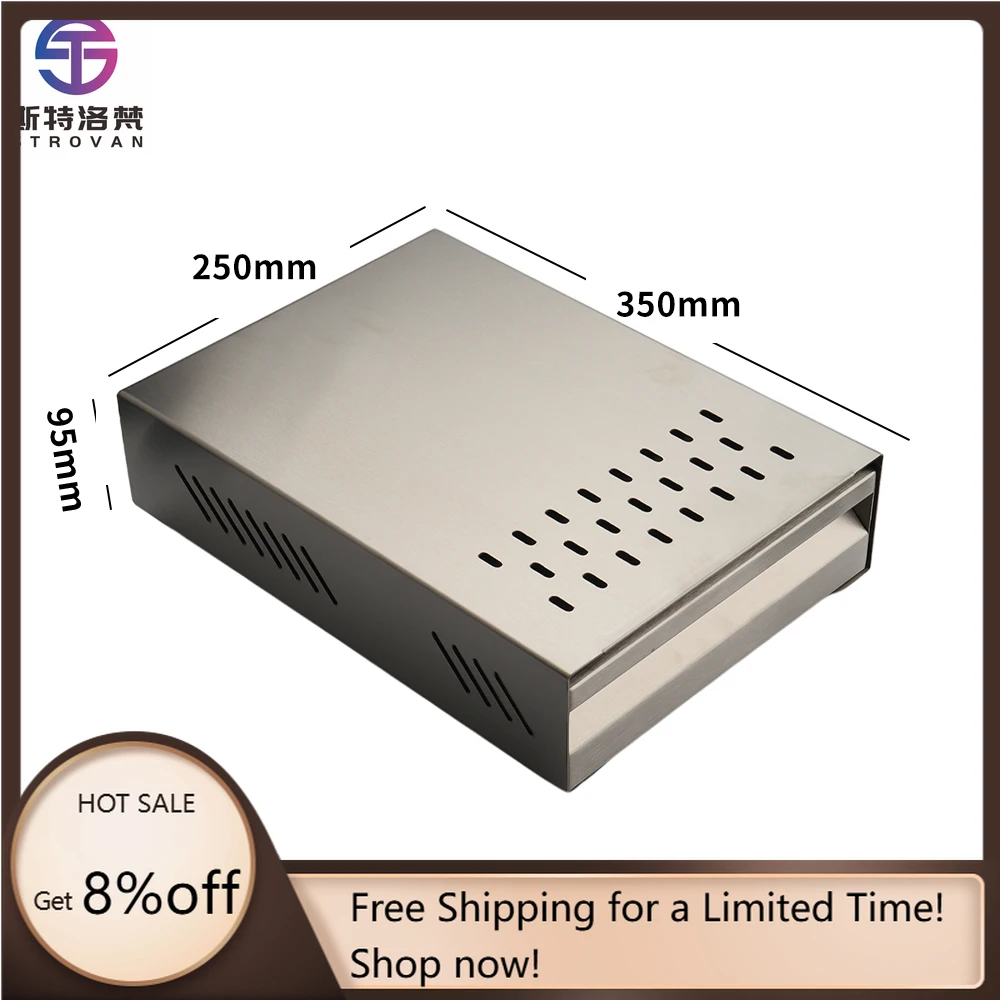 

STLG WJW 35cm Commerical Under Grinder Coffee Knock Box Drawer Desktop Big Capacity Stainless Steel Coffee Grounds Knock Box