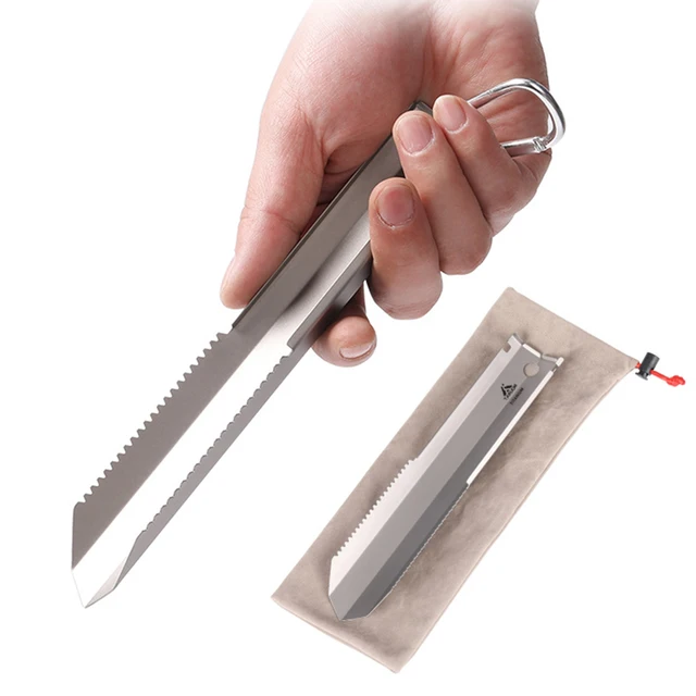 Tomshoo Titanium Garden Ręcznie ząbkowana łopata Outdoor Camping Hiking Backpacking Kielnia z klipsem Ręczna łopata Narzędzia outdoorowe