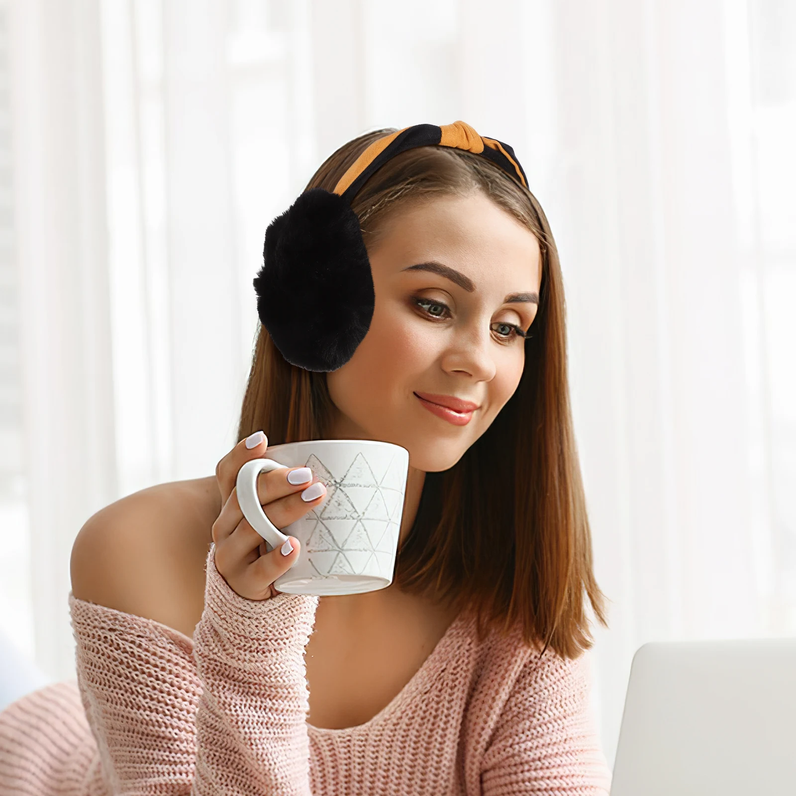 

Lovely Muff Winter Warm Warmer Cozy Furry Earmuff Women Men Ear Cover For Skiing Sledding Outdoor Warm Winter Accessory Ear