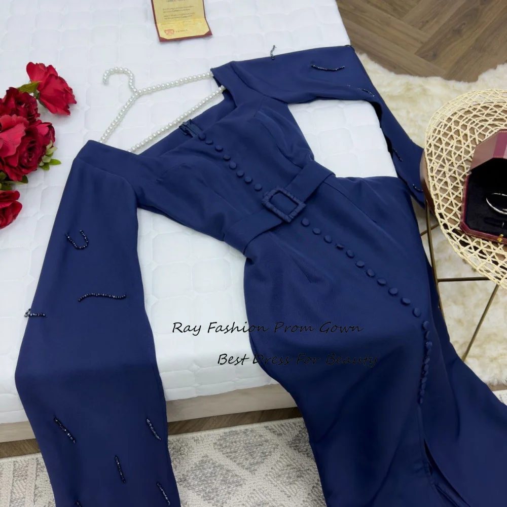 Ray Fashion-vestido de noche de sirena para mujer, traje escalonado de cuello cuadrado con cuentas para Arabia Saudita, ocasión Formal para fiesta