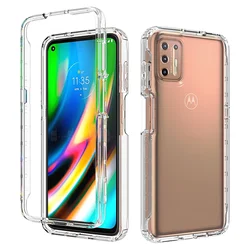 TPU/PC Transparent Case for Motorola Moto G9 Plus Shockproof Protection Hybrid Shell Dual Layer Back Cover