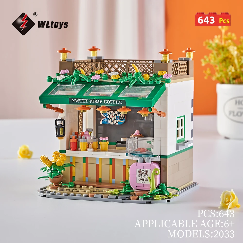 WLtoys 2036 608PCS Fairy Tale Town Japanese Grocery Store Building Mini Building Blocks Building Toys Gifts for Kids