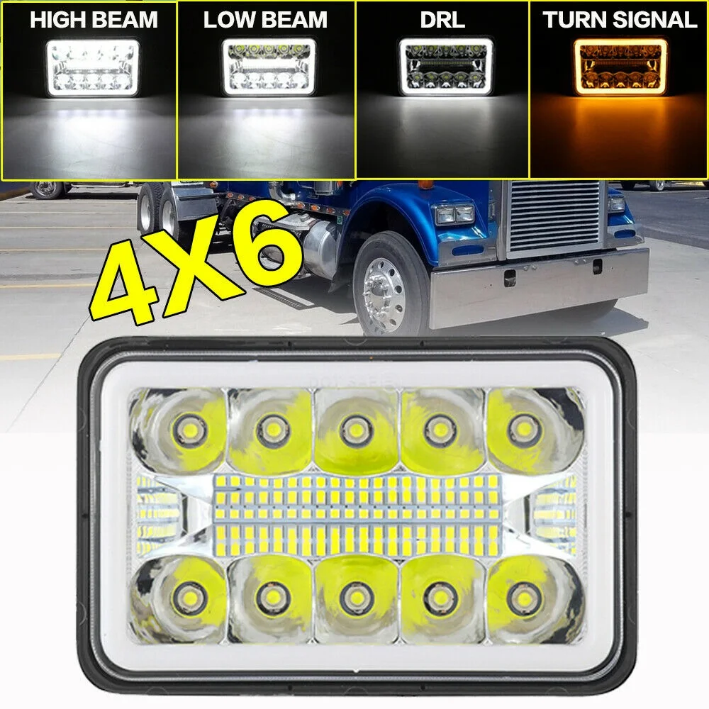 4inch X 6inch Led Drl Light Bulb Crystal Clear Sealed Beam Head Light Lamp Headlight 6X4