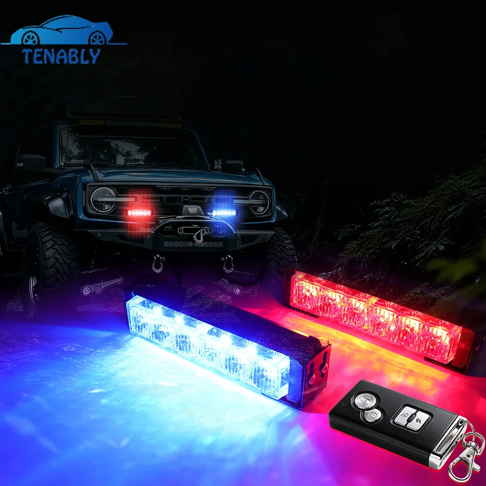 

Wireless Police Strobe Light Grille Led Warning Strobe Light Red Blue White Automotive Stroboscopes Car External Flashing Lamp