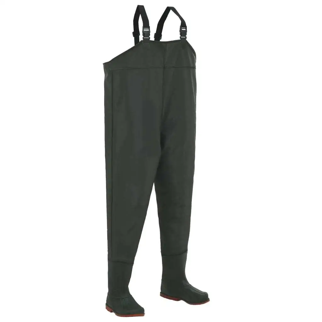 Green Wading Pants with Boots Size 41 - Waterproof Fishing Gear for Outdoor Adventures