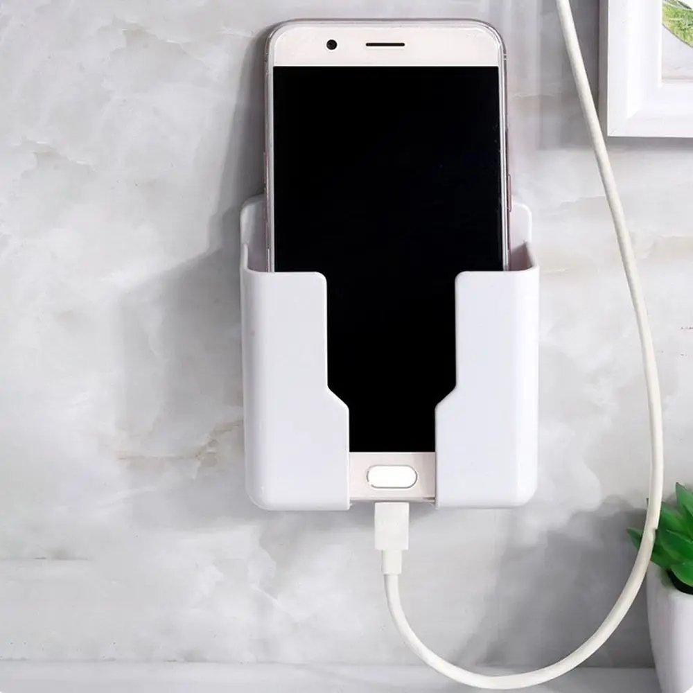 Plastic Air Conditioner Remote Control Holder White Wall Mounted Mobile Phone Plug Holder Waterproof Self Adhesive